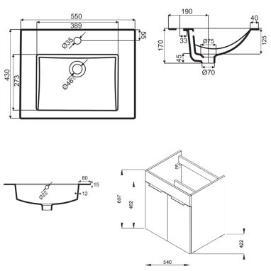 JIKA Тумба с умывальником подвесная Cube (H4536121763001)